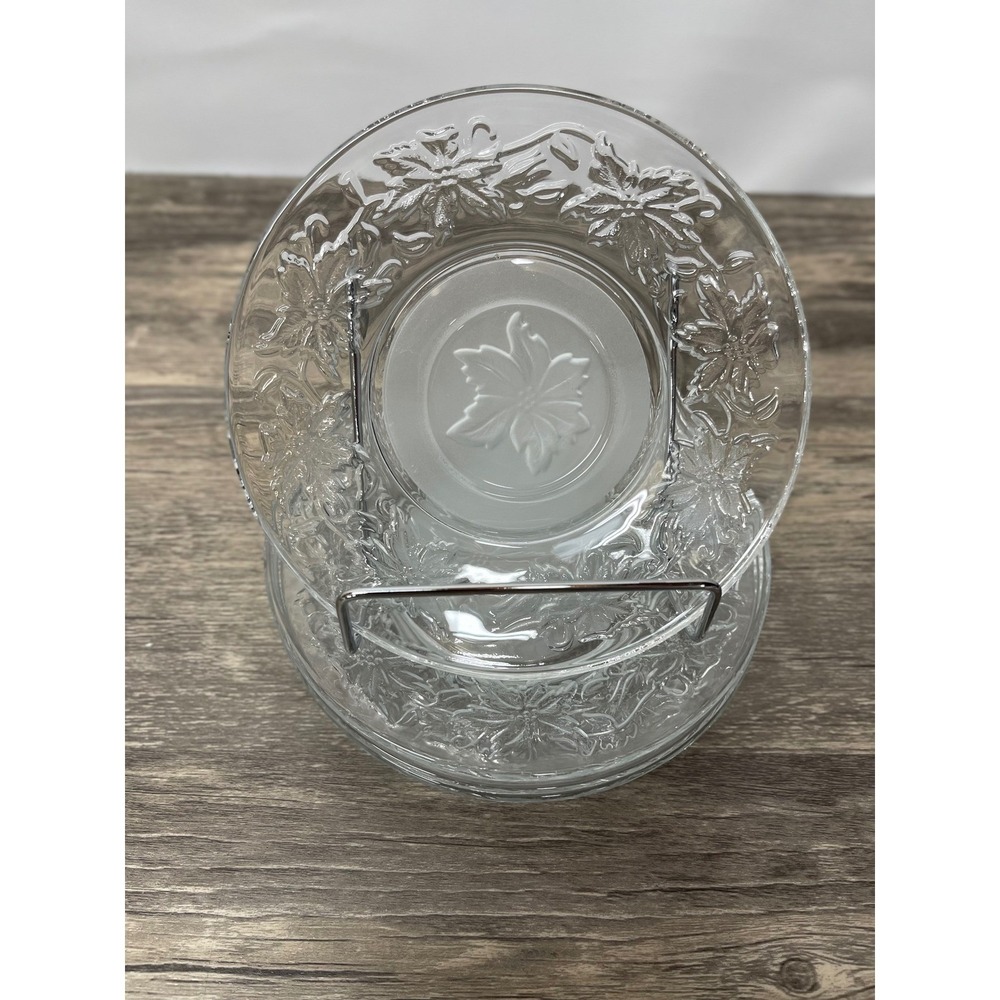 Princess House‎ Fantasia Crystal Saucers Set of 4 Floral Etched 6" Plates - Picture 2 of 5